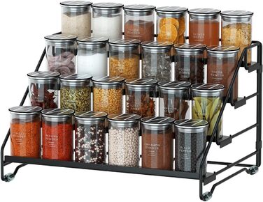 Рівнева металева підставка для спецій Jolitac, кухонна підставка для спецій, не потребує свердління, органайзер для спецій для кухні, шафи, комори, стільниці, 4-