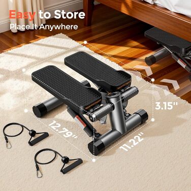Степер Sportsroyals для вправ на сходах для дому степер з гойдалками вгору-вниз із силовими канатами для тренування м&39язів спини/рук/сідниць, міні-степер для фітнесу вдома та офісу
