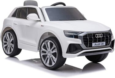 Дитячий електромобіль Audi Q8 - ліцензійний акумулятор 12В та 2 двигуни - 2,4ГГц MP3 шкіра Єва (Біла) Біла