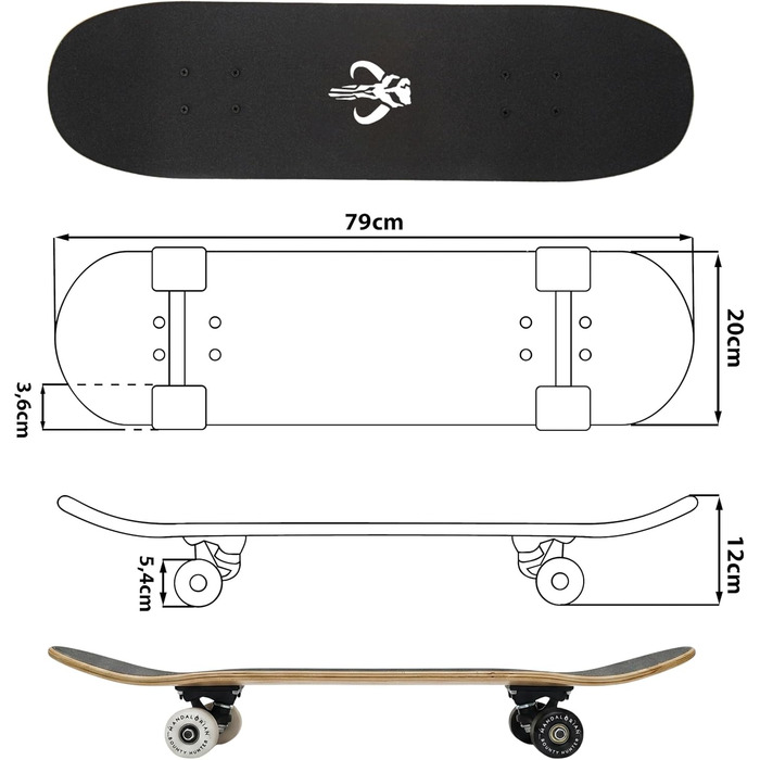 Скейтборд для підлітків, 79 см, нековзка дека, великий, до 100 кг, ЗОРЯНІ ВІЙНИ Мандалорець