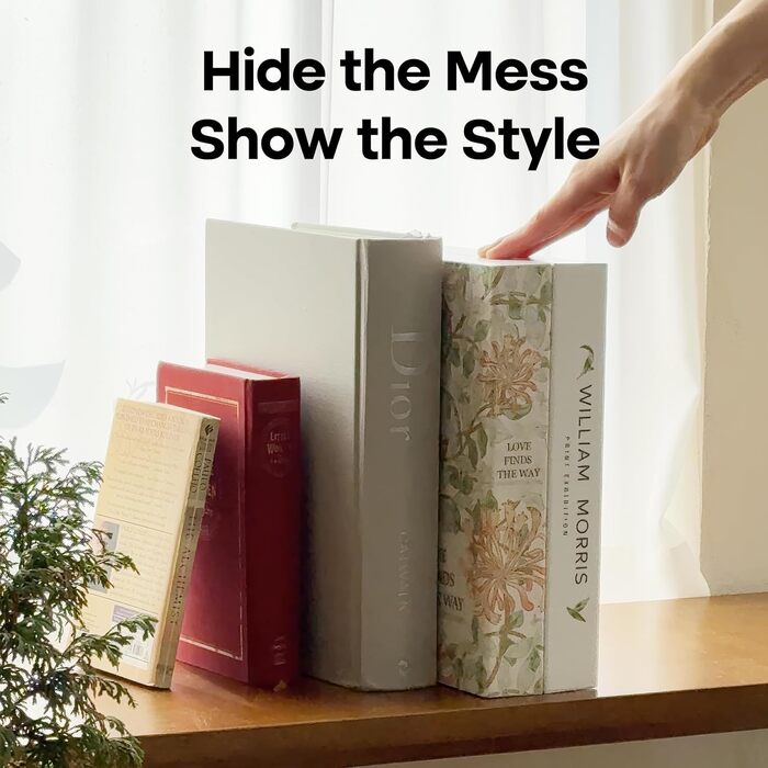 Декоративна коробка для кабелів у формі книги, розширювана коробка-органайзер для кабелів із магнітною застібкою для дому та офісу (Синій корал, Великий). Синій корал. Велика коробка.