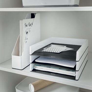 Лоток для листів Leitz A4, упаковка з 4 шт. , двоколірний дизайн, чорний/сірий, Duo Colour, 53610095 Білий / Чорний 4 шт. и