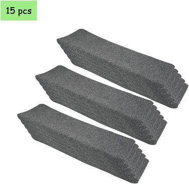 Набір із 15 самоклеючих килимків для сходів, нековзні, захисні килимки для сходів, підходить для дітей, людей похилого віку та домашніх тварин, 65 x 21 см, сірий, прямокутний