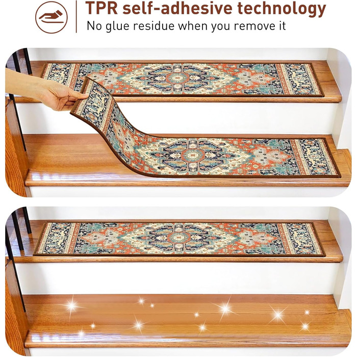 Дерев&39яні сходинки для внутрішніх сходів, 15 шт. , 20,3 x 76,2 см, нековзні килимові сходинки з багаторазовим клеєм TPR для дітей, людей похилого віку та собак, без залишків, 30 дюймів x 8 дюймів, червоні/зовнішні, однотонні (Getaway Solids) 15