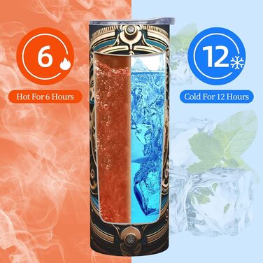 Кухоль з прямою трубочкою, 590 мл, стильний дизайн спорядження в стилі стімпанк, дорожній кухоль з принтом, підходить для кемпінгу, офісу та дому.