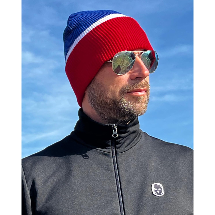 Шапка/Балконний Troublemaker 2 в 1 Синій Білий Червоний Смугастий Маска Шапка Балаклава Ультрас Лижні Хулігани