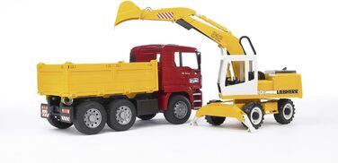 Людина TGA самоскид вантажівка з екскаватором Liebherr лопата екскаватор - 116 будівельний майданчик будівельний транспортний засіб лопата екскаватор працівник bworld будівельна машина вантажівка транспортер, 02751 -
