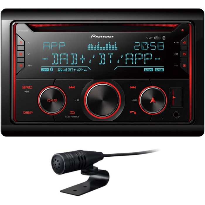 Автомобільна радіостанція Pioneer FH-S820DAB з подвійним DIN DAB тюнером, гучний зв'язок Bluetooth, AppRadio Single