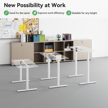 Каркас електричного столу стоячи з двома двигунами, колеса з фіксацією, регулювання висоти та довжини, ніжки столу сидячи/стоячи з кабельним лотком (Окремостоячий, Білий) Білий Окремостоячий