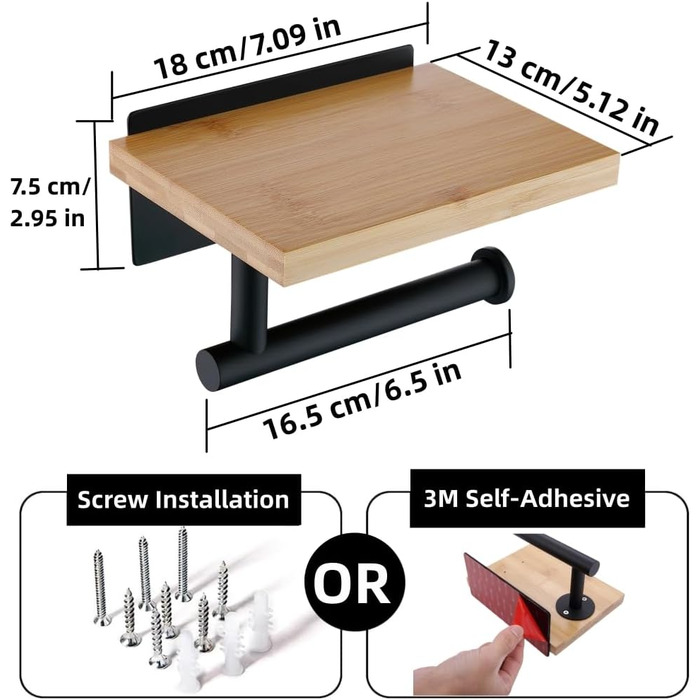Головна сторінкаХенг Тримач для туалетного рушника з поличкою з натурального бамбука Тримач для туалетного рушника з нержавіючої с