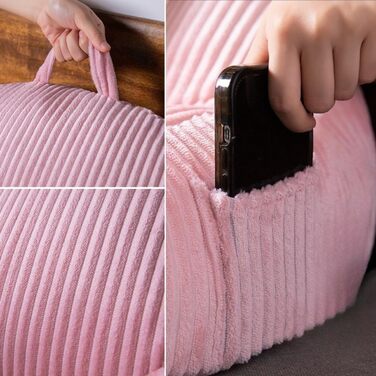 Подушка для читання, м&39яка плюшева подушка для спини з ручкою та кишенею, подушка для читання для дітей та дорослих, подушка для спинки дивана, ігрова, телевізійна, розслаблюючі подарунки (кремова, 80 x 50 см) Кремового кольору 80x50 см