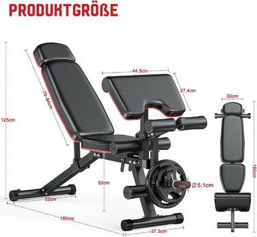 Регульована силова лава XDDIAS з розгинанням ніг та згинаннями, тренувальна лава з підголівником до 410 кг, 10-позиційна лава для домашнього спортзалу з нахилом/плоским/низьким положенням спинки, багатофункціональна силова лава чорного кольору