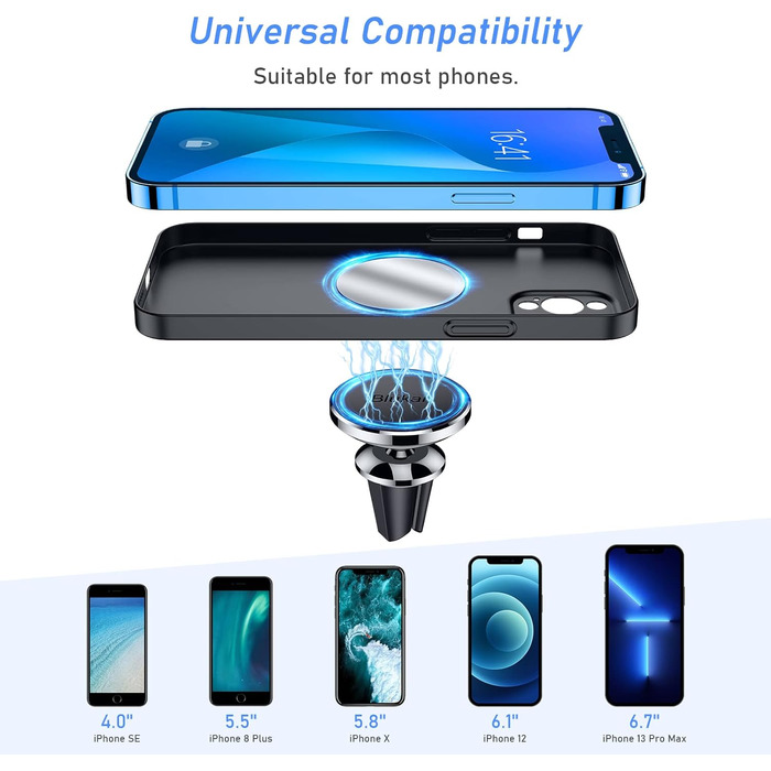 Тримач для мобільного телефону Blukar в машину, дуже магнітний для вентиляційних отворів, універсальний з поворотом на 360 для iPh