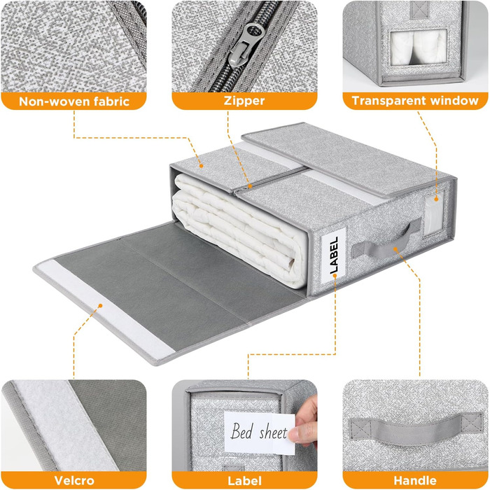 Організатор для зберігання постільної білизни Syeeiex 3 шт. и, складна сумка для зберігання постільної білизни, органайзер для пос