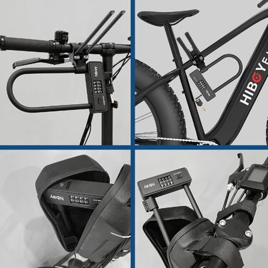 Замок велосипедний Hiboy комбінований, захист від крадіжки, з тримачем, сталевий замок з дужкою 10 мм, U-подібний замок для самокатів та велосипедів