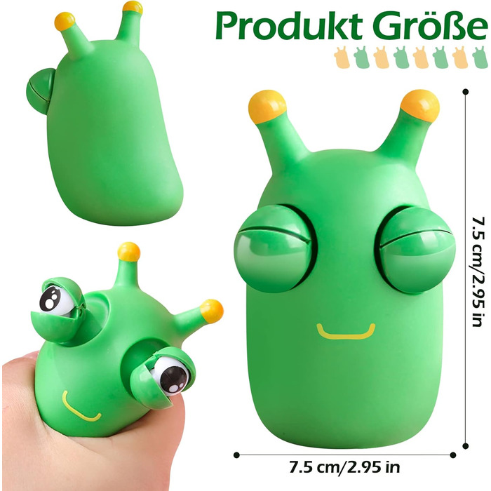 Упаковки Squeeze Toys, антистресові іграшки Squishy, Stress Ball для дорослих, іграшка Squeeze Eye Squishy Toy, Green Worm Antistres Ball, подарунки для дітей, 2