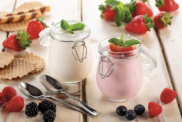 Машина для сиру та йогурту з 6 програмами, м'яка на дотик панель керування, контейнер 500 мл з антипригарним покриттям, максимальна температура 90C, включаючи книгу рецептів, 500 Вт, білий/зелений, 615