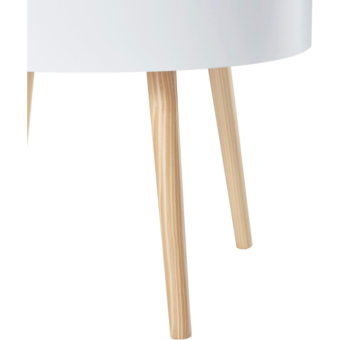 Журнальний столик Bongard зі знімним підносом, круглий бічний столик з гладкою поверхнею, Ø60 x 45 см, для вітальні, низький столик для зберігання, журнальний столик з місцем для зберігання, білий, сучасний