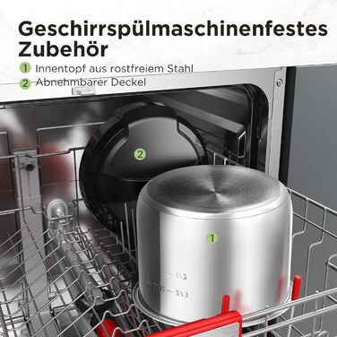 Електрична скороварка Midea 9-в-1, 12 попередніх налаштувань Миттєва мультиварка Каструля з антипригарним покриттям Йогуртоварка Рисоварка Повільна плита Пароварка Соте Пароварка Внутрішня каструля з нержавіючої сталі, 8 літрів Чорний