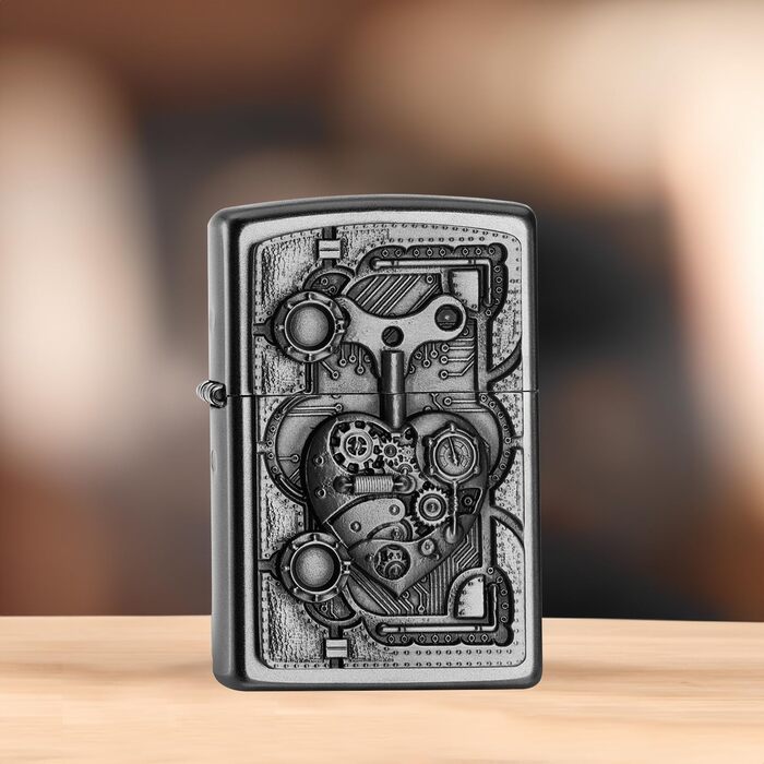 Запальничка Zippo PL STEAM Punk Heart, латунна, з вигляду нержавіючої сталі, 1 x 3,5 x 5,5 см