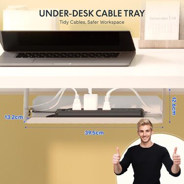 Стіл FlexiSpot з регульованою висотою Basic з організацією кабелів, гачками та цільною стільницею, ергономічний стіл для домашнього офісу, офісний стіл (120x60 см, білий) 120 x 60 см Білий біла рама