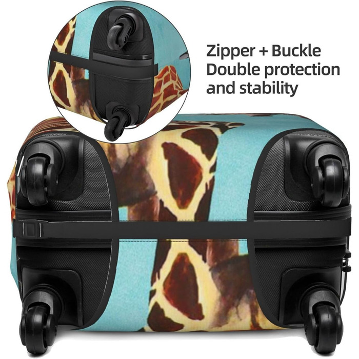 Чохол для валізи Весела Жирафа, міцний захист для багажу, підходить для валіз розміром 45.7 - 81.3 см, Чорний, Великий