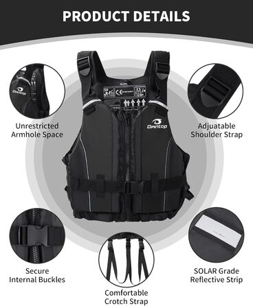 Плавучий жилет для дорослих Owntop, пінопластовий плавальний жилет з ремінцем у промежині та внутрішньою кишенею, унісекс, плавучий жилет для SUP, каякінгу, риболовлі, вітрильного спорту, каное, XS-S, чорний