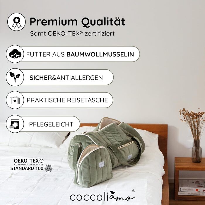 М'яка оксамитова лікарняна сумка Coccoliamo з туалетним приладдям, сумка для народження дитини для жінок, багатофункціональна сумк