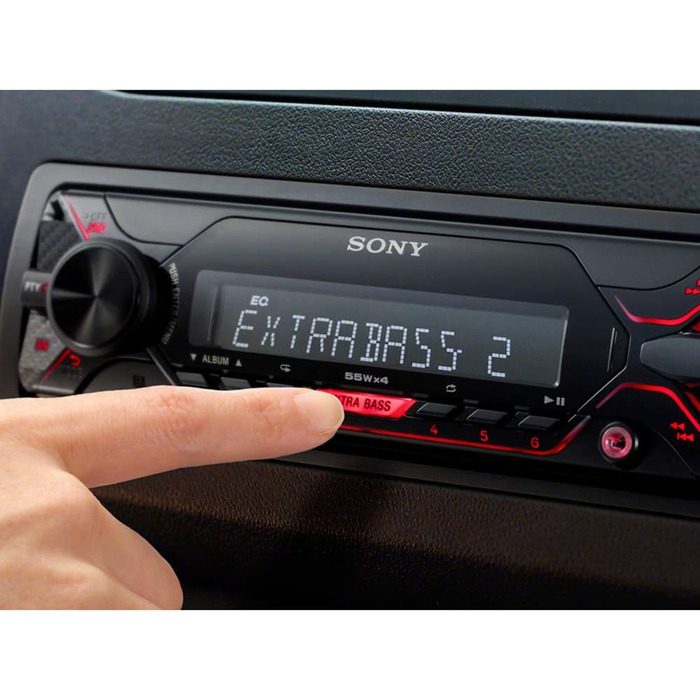 Автомобільна стереосистема Sony DSX-A410BT MP3 (подвійний Bluetooth, NFC, USB, порт AUX, підсвічування, 4 x 55 Вт, гучний зв'язок) (червоний, без Bluetooth, одинарний)