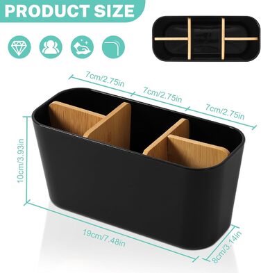 Тримач для зубних щіток Votoko, Пластиковий тримач для зубних щіток з бамбуковими перегородками, Підставка для зубних щіток з 4 ві