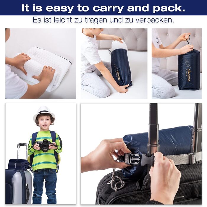 Ергономічна дитяча подушка 66x33 Oeko-Tex Memory Foam Flat дитяча подушка для дітей та малюків від 2 років (60 x 30 x 6/4 см)