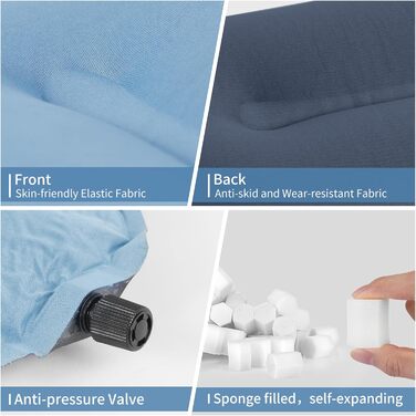 Подушка для кемпінгу Naturehike, дорожня подушка, пляжна подушка, поперекова подушка, самонадувна подушка, аксесуар для кемпінгу, легка та портативна, підходить для кемпінгу, пляжу, подорожей, автофургона, синя