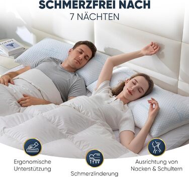 Подушка з піни з ефектом пам&39яті - 40x80, регульована по висоті - Подушки для сну, підходить для тих, хто спить на боці, та інших - Преміальний наповнювач для полегшення болю в шиї - Легко підберіть потрібну висоту 1