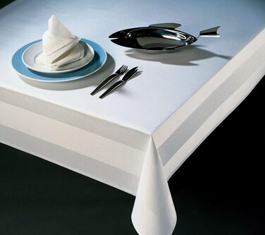 Дамаська скатертина texpot 130 x 250 см білий атласний край прати при 95C 100 бавовна