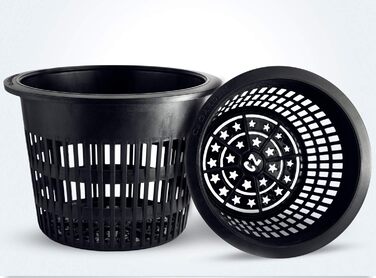 Круглі міцні сітчасті горщики CZ All Star з широкими краями Орхідеї Аквапоніка Гідропоніка Прорізна сітка 8 дюймів Садові сітчасті горщики CZ All Star - 5 чорних