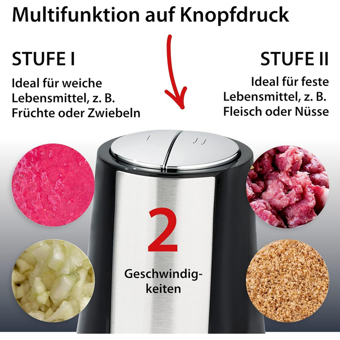 Потужний електричний подрібнювач потужний двигун 500 Вт велика скляна чаша 1,2 л 4 леза з нержавіючої сталі 2 швидкості цибуля, ов