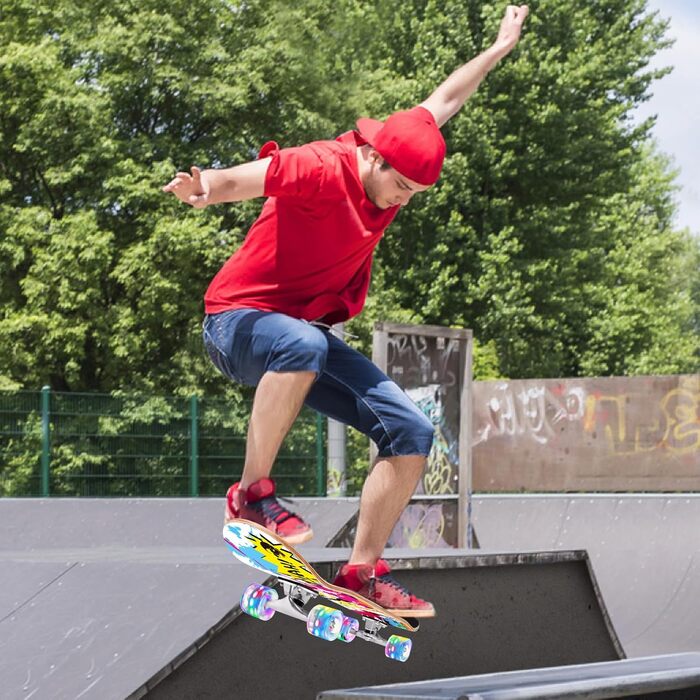 Скейтборд BELEEV для початківців, 31 x 8 дюймів повний скейтборд для дітей підлітків дорослих, 7-шаровий канадський клен подвійний