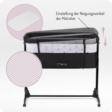 Багатофункціональна тумбочка та дитяче ліжко MoMi REVO, 6-рівневе регулювання висоти від 72 до 82 см, темно-сірий колір