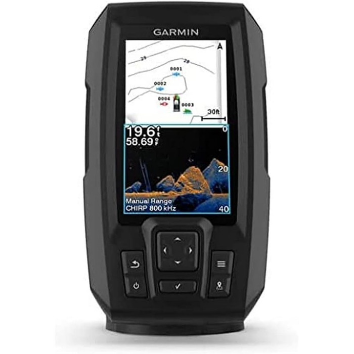 Дисплей ехолота Striker Vivid розміром 4 дюйми, ехолот вбудований Chirp і ClearV, включаючи перетворювач Yes, GT20-TM