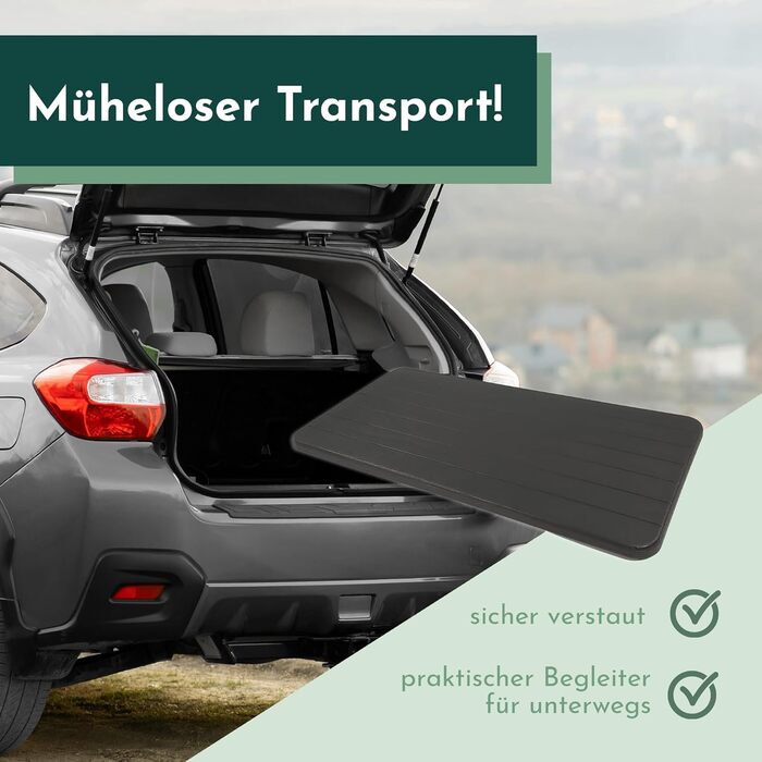 Розкладний стіл Lemodo зі стільницею під дерево, розкладний балконний стіл 120 x 60 см (Д x Ш), водонепроникний садовий стіл, чорний пластиковий стіл, балконний стіл до 6 осіб, розкладний стіл 120x60