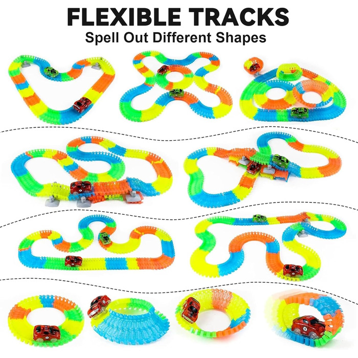 Іграшка Fajiabao Car Racing Track для 3-річних хлопчиків - 240 деталей Гнучка гоночна траса з 2 світловими автомобілями Іграшкова