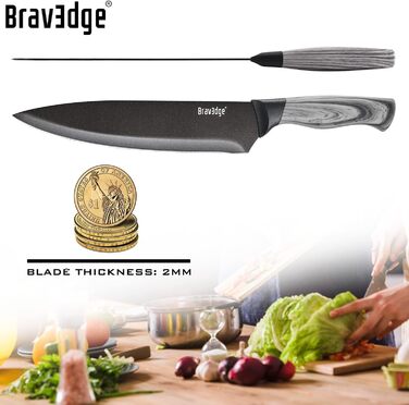 Кухарський ніж кухонний ніж 20 см професійний ніж з німецької нержавіючої сталі з гострим лезом та ергономічною ручкою ПП чохол, н