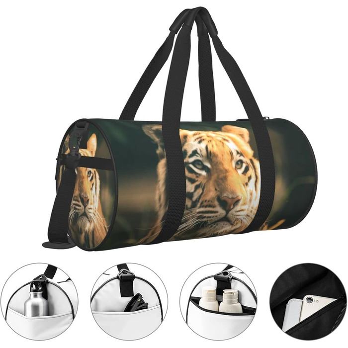 Дорожня сумка-циліндр з тигровим принтом, спортивна сумка для чоловіків та жінок, сумка-мішок, спортивна дорожня сумка