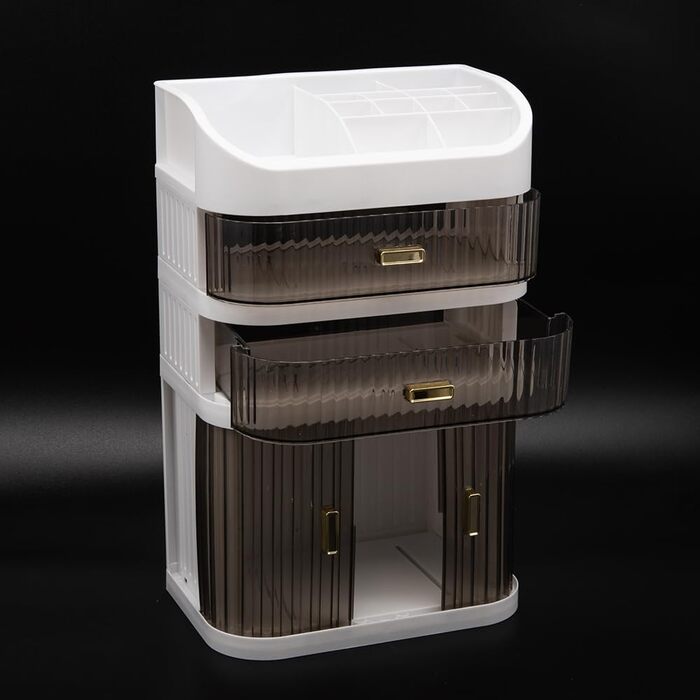 Косметична коробка для зберігання, розсувні двері, шухляда, стіл, багатофункціональна шафа для зберігання, багатошарова косметична коробка, комод (стиль A)