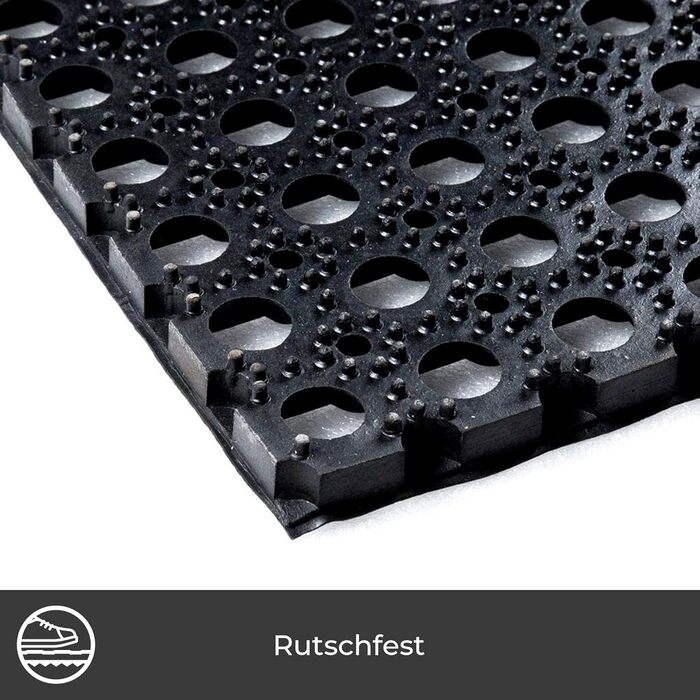 Килимок Vivol з гумовими кільцями 100x150 см, чорний - Килимок для зовнішнього використання в саду або біля задніх дверей - Гумові килимки для зовнішнього використання доступні в різних розмірах 150Д x 100Ш x 2,3Г см