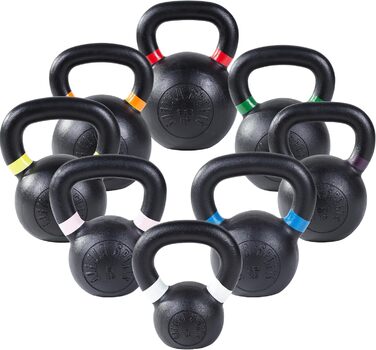 Гіря GORILLA SPORTS (432 кг), чавун, чорна з кольоровим маркуванням, 32 кг