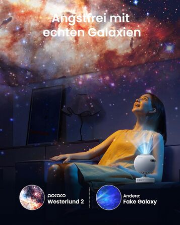 Проектор зоряного неба POCOCO, світлодіодний проектор для галактик, планетарій для дітей та дорослих, нічник-проектор Aurora з 2 дисками та таймером, креативне освітлення, засіб для сну та релаксації, білий