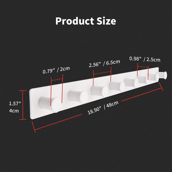 Гачок рейка з нержавіючої сталі гачки для одягу настінні настінні гачки шурупи, вішалка для одягу з 8 гачками (біла, 8 гачків) біл