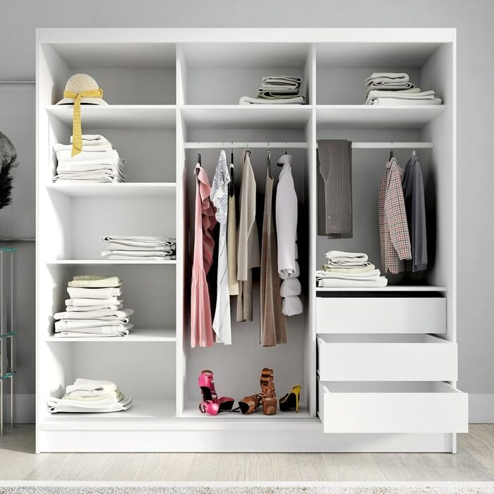 Шафа-купе A&J MbelLand LINA з розсувними дверима, 200 см, з дзеркалом, 3 шухлядами та 3D-ламелями (графіт)