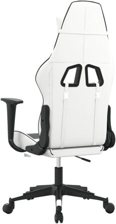 Ігрове крісло, біла та чорна штучна шкіра, офісне крісло, ігрове крісло, обертове крісло, стілець для столу - 3143697